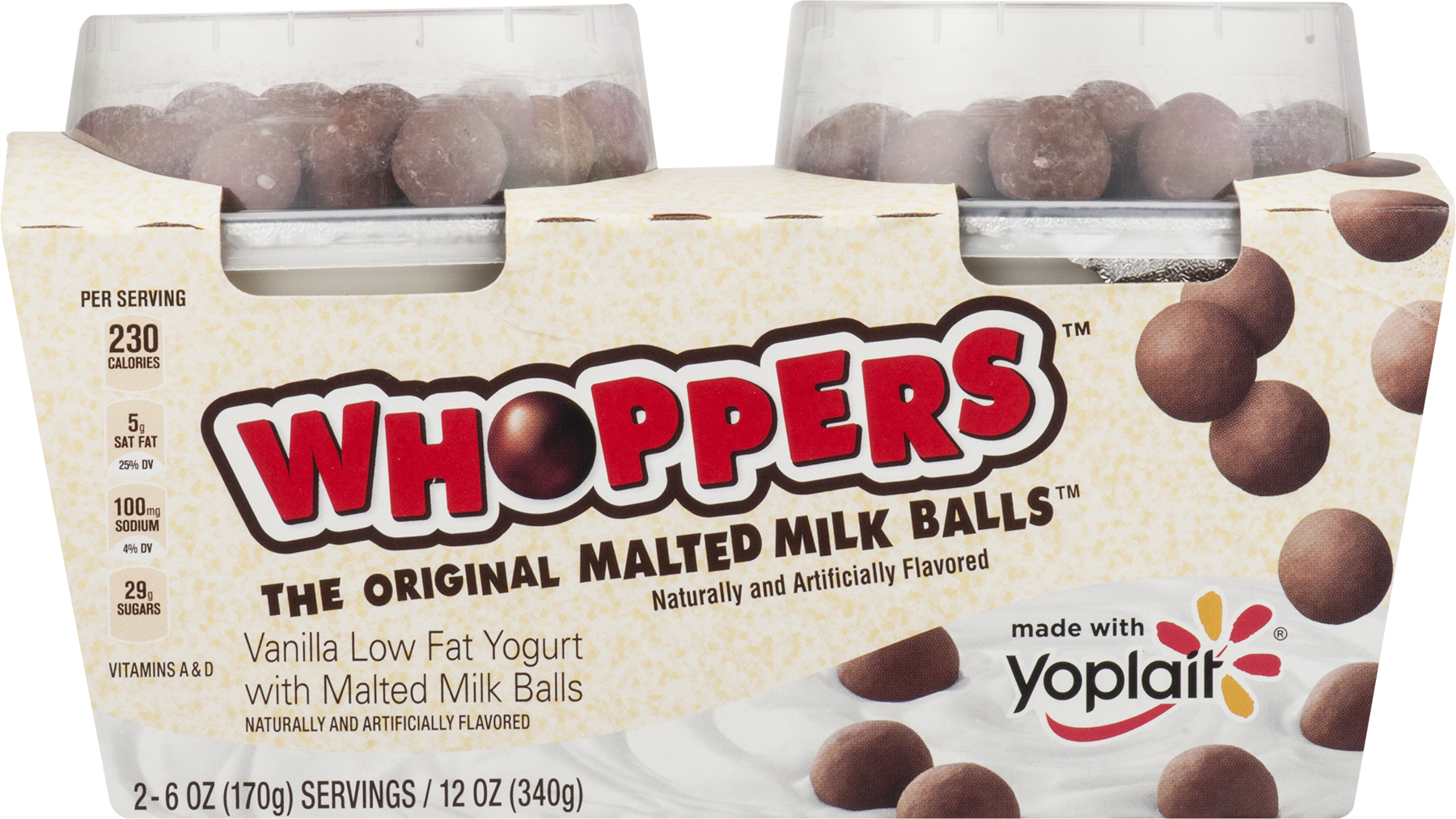 Yoplait Vanilla Low Fat Yogurt With Whoppers Malted - Hershey Company Whoppers Malted Milk Balls 5-ounce (1800x1012), Png Download