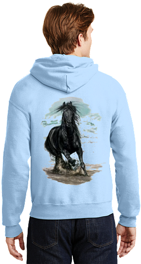 Black Horse On The Beach Tshirt Sizes/colors (360x540), Png Download