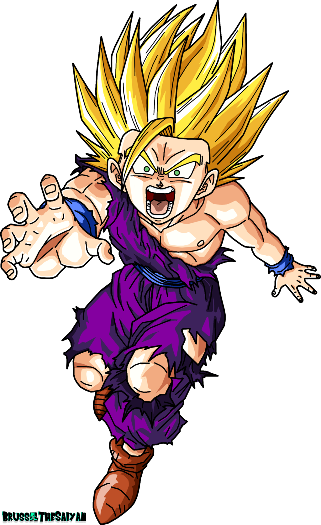 Super Saiyan 2 Teen Gohan By Brusselthesaiyan - Gohan Saga Cell (1024x1676), Png Download