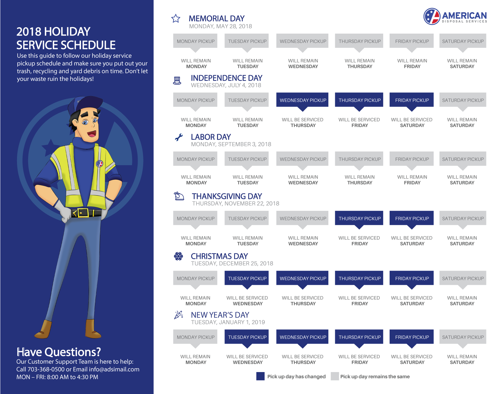 Holiday Service Pickup Schedule Va - American Standard Asd-1250 Torque Master Kitchen, Garbage (1575x1275), Png Download