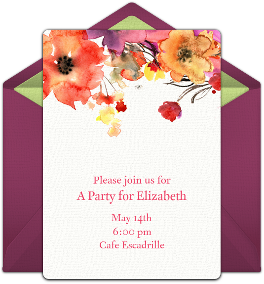 Bright Flowers Online Invitation - Party (650x650), Png Download