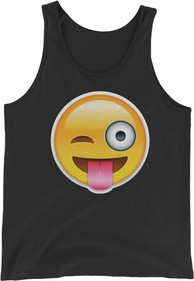 Men's Emoji Tank Top - Stuck Out Tongue Winking Eye Face Cool Emoji Perfect (1000x1000), Png Download