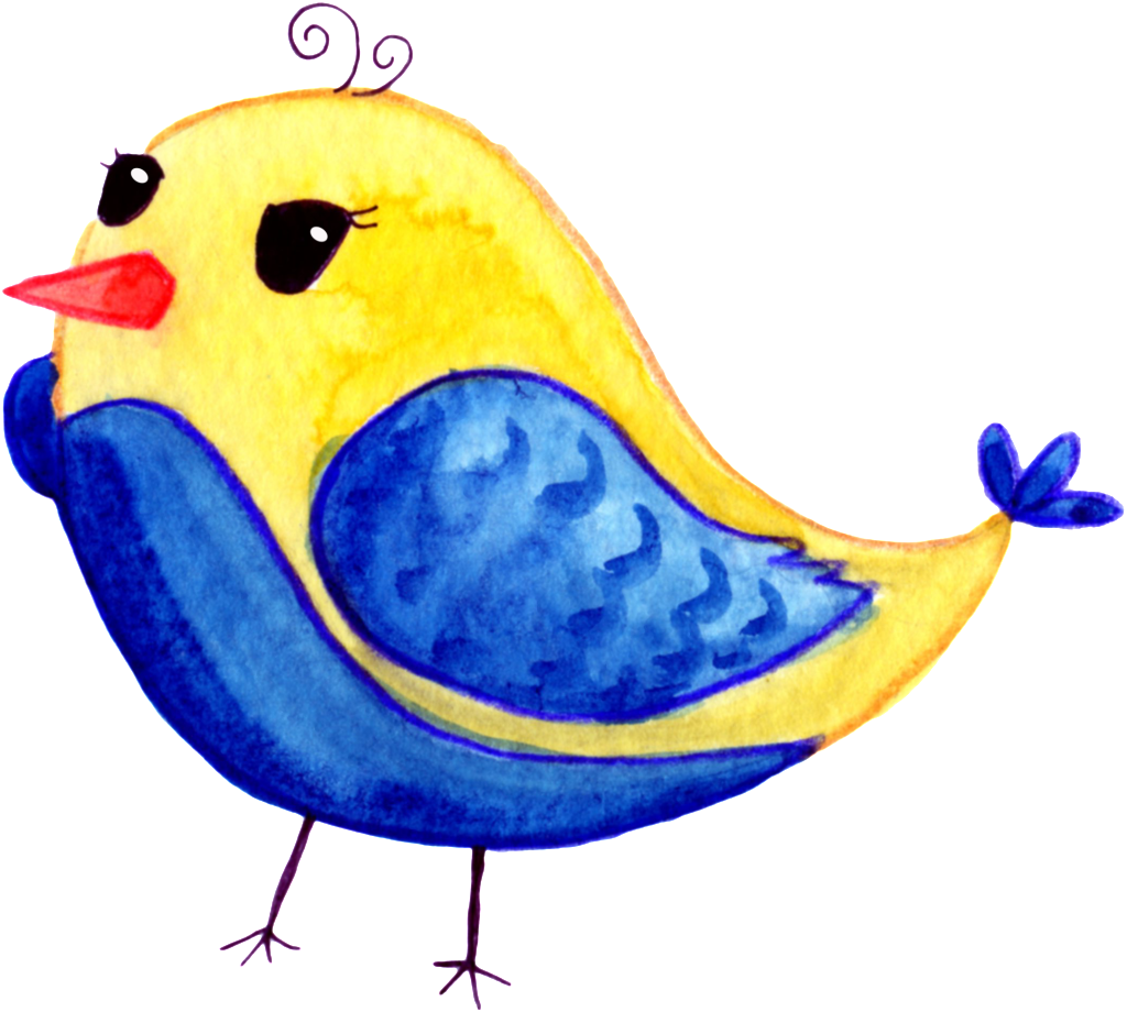 Hand-painted A Cute Bird Png Transparent - Portable Network Graphics (1024x920), Png Download