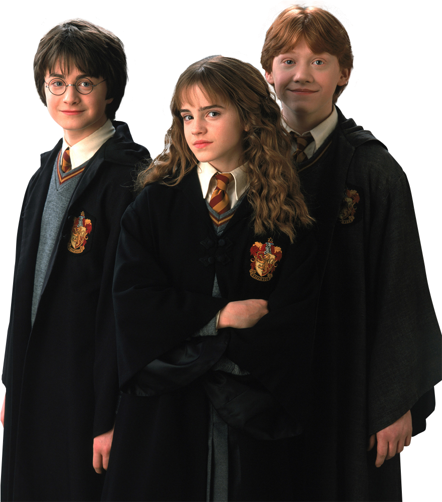 Harry Potter Png Hd Quality - Harry Hermione Ron Best Friend (896x1000), Png Download