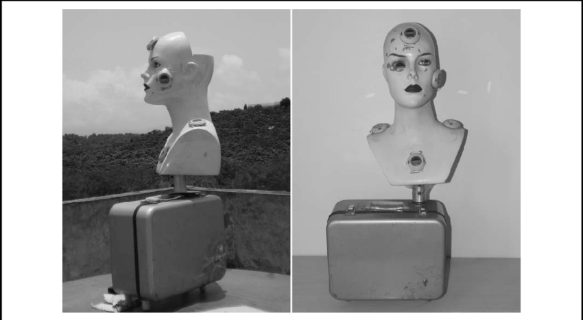 Rotating Manikin With The Uvr Sensor In The Right Orbit - Monochrome (850x467), Png Download