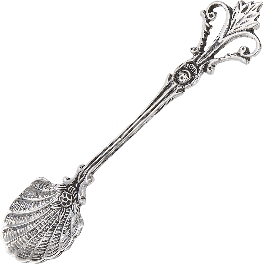 Sterling Silver Floral Salt Spoon - New Ornate Or Fancy Seashell Sterling Silver Salt Spoon (850x850), Png Download