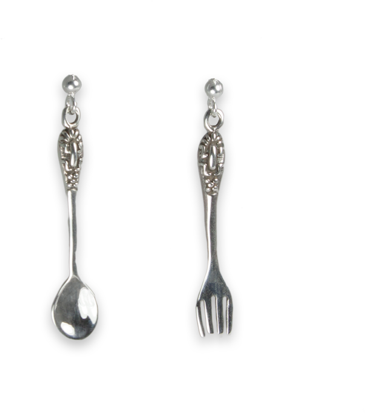 Sterling Silver Spoon & Fork Earrings - Earrings (1024x1024), Png Download