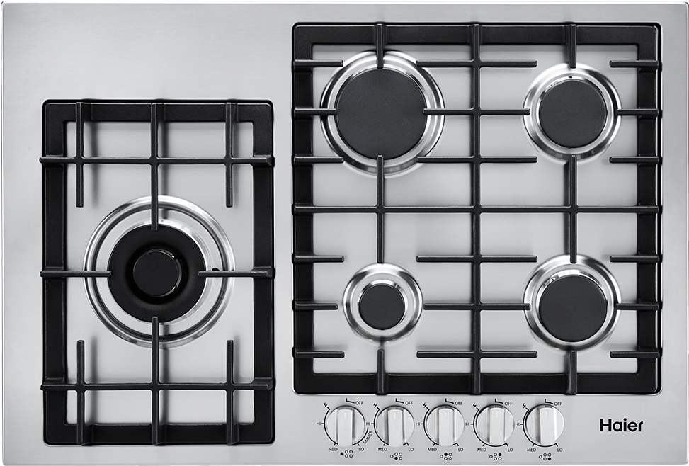 30" Gas Cooktop Photo - Haier Hcc3430ags 30" Gas Cooktop With 5 Sealed Burners (1000x1000), Png Download