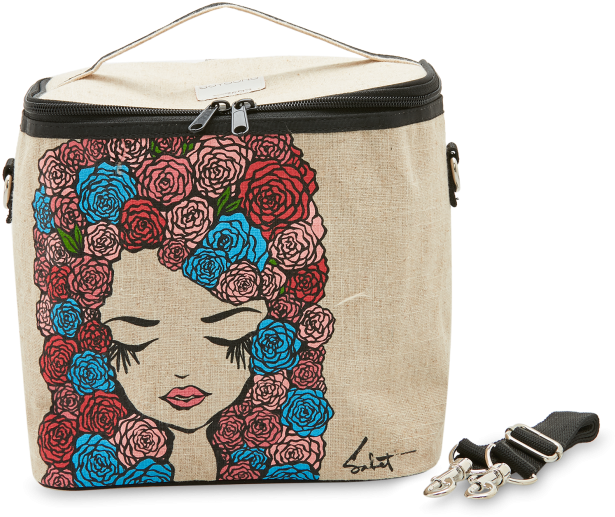 Black Pop Roses Lunch Cooler Bag - Soyoung Pixopop Roses Large Cooler Bag Red (700x700), Png Download