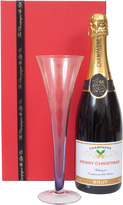 Christmas Personalised Champagne And Flute Gift - Champagne (667x1000), Png Download