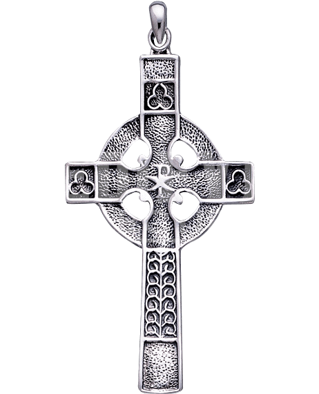 White Bronze Celtic Trefoil Cross Pendant - Silver (569x569), Png Download