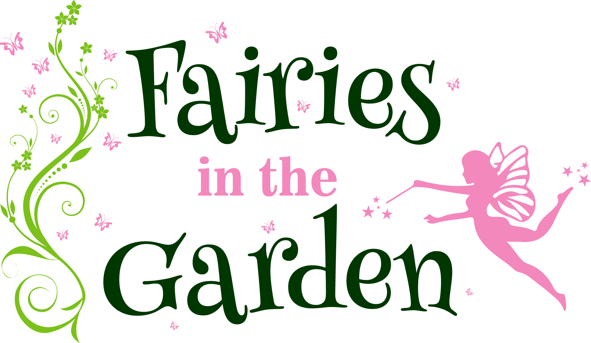 Fairies In The Garden Fairies In The Garden - Lovely Decals World Llc Personalized Name Shark Wall (2025x1175), Png Download