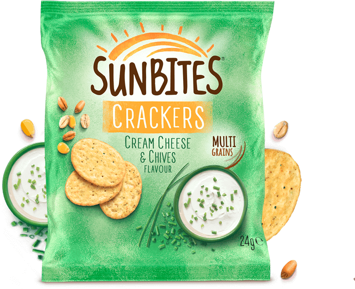 Cream Cheese And Chive Flavour Crackers - Sun Bites (800x800), Png Download