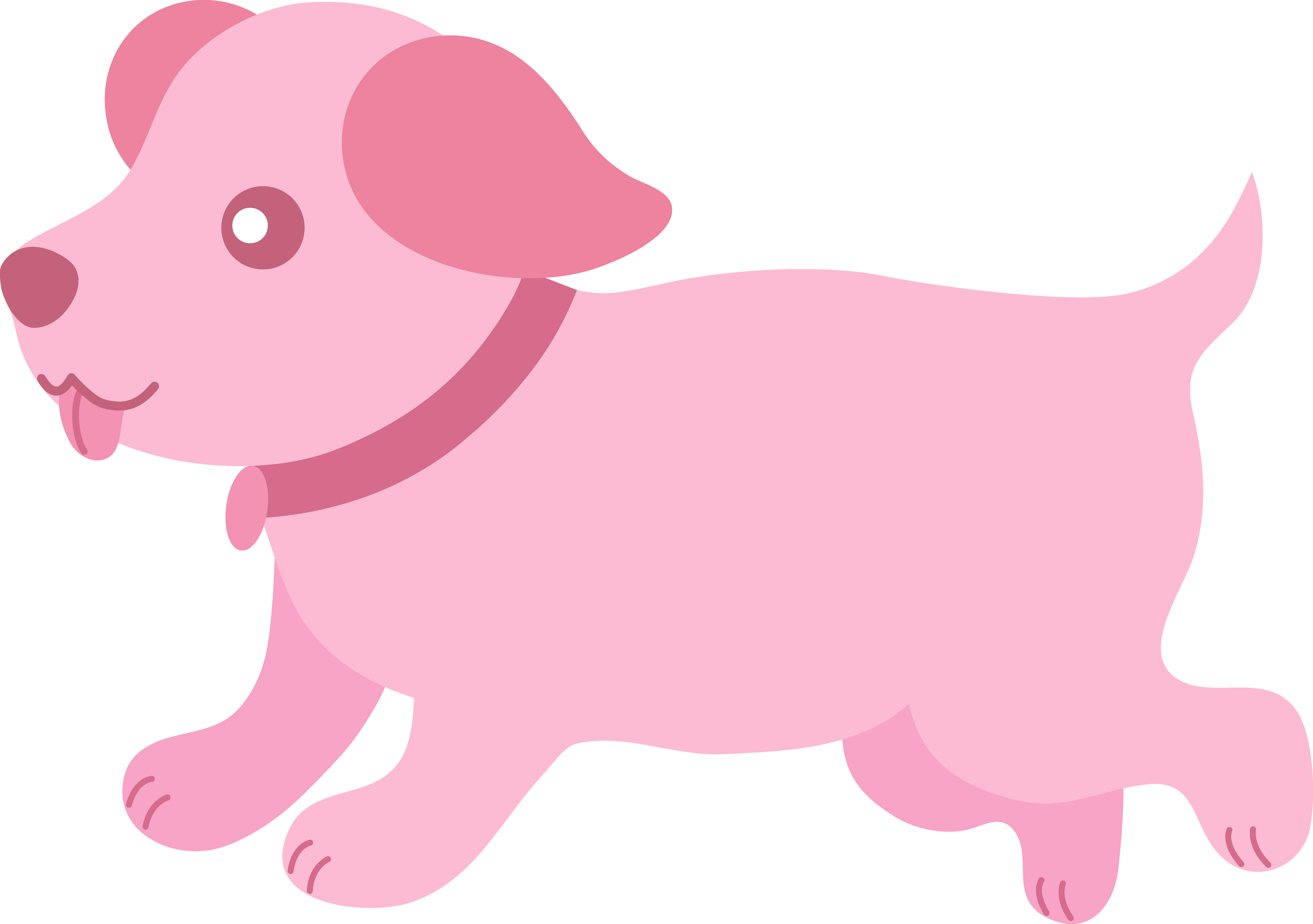 Cute Pink Puppy Running - Clip Art (7297x5136), Png Download