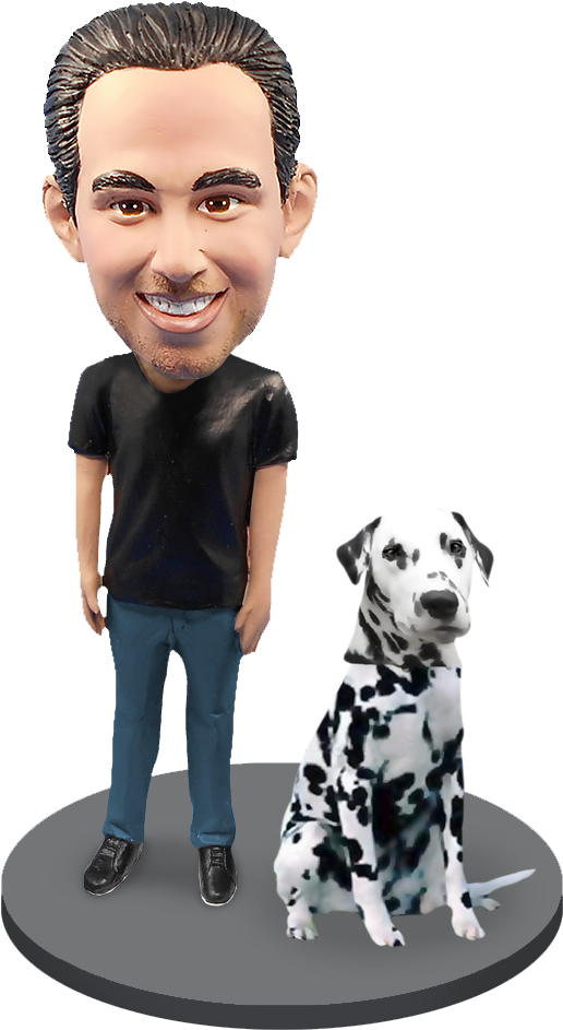 Custom Male With Custom Pet Dog Bobblehead - Dog (1000x1000), Png Download