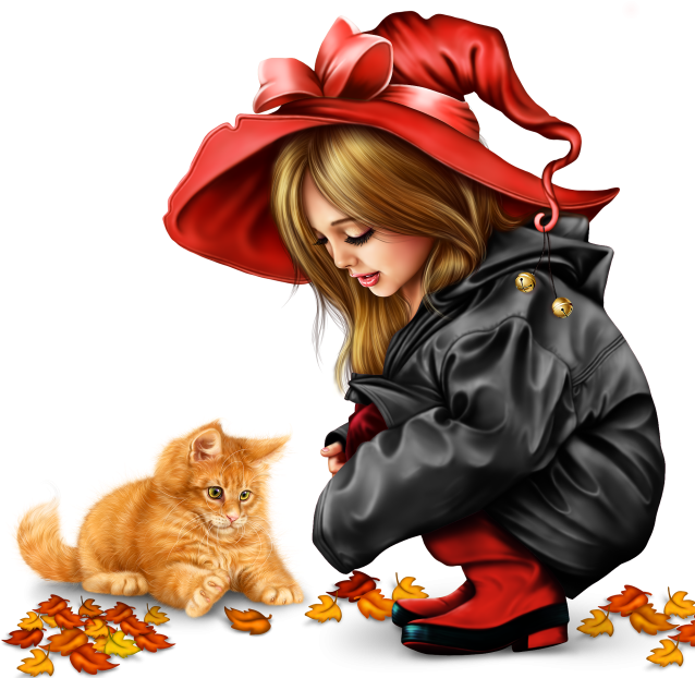 Little Girl In Raincoat With A Kitty Png - Child (640x640), Png Download