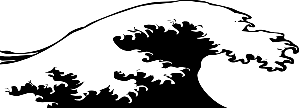 Wave Crashing Black And White Clip Art At Clker - Wave Png Black And White (600x217), Png Download