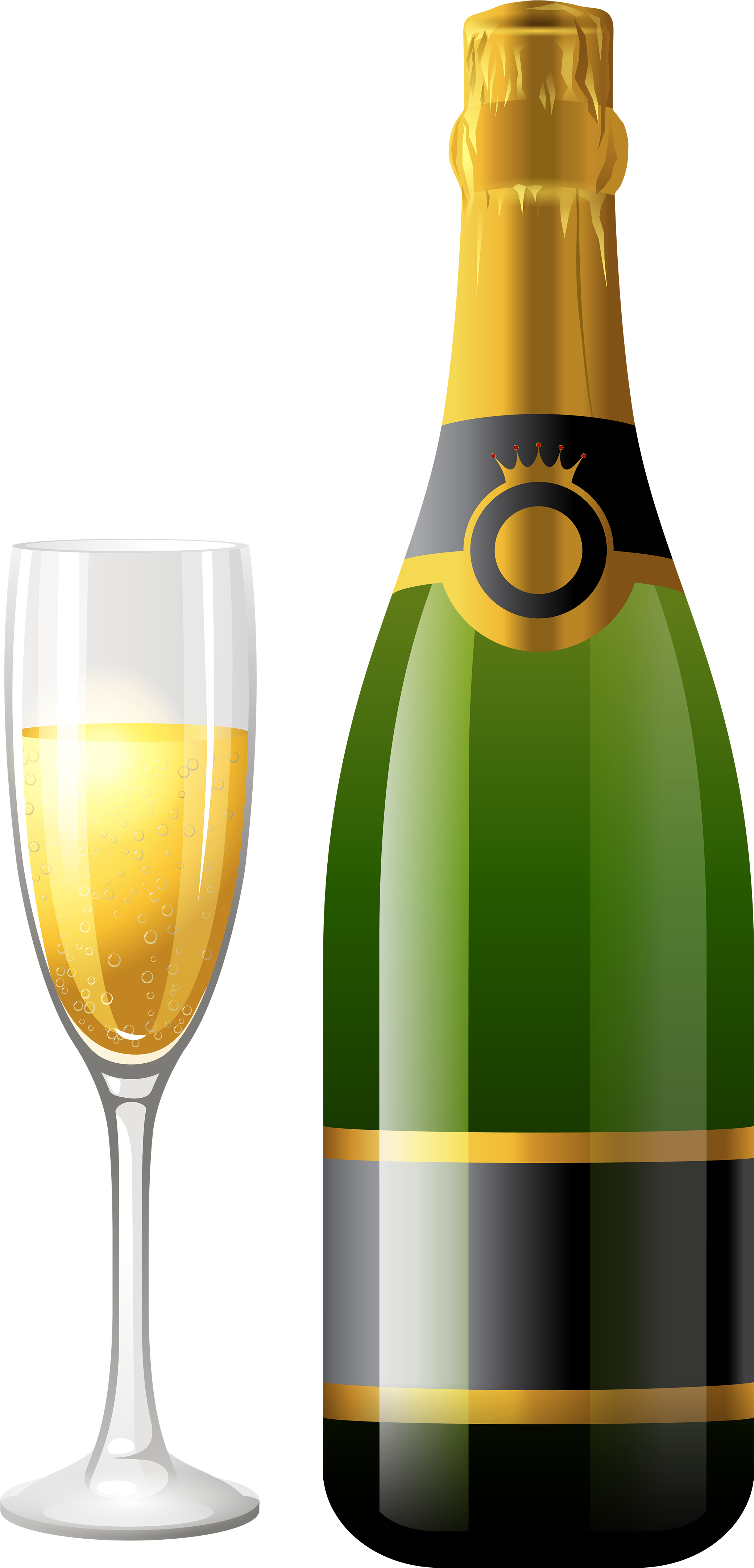 Champagne Bottle With Glass Png Clipart - Chapgne Png (2163x4500), Png Download