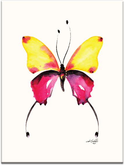 Home - 'three Butterflies 2' Print On Canvas August Grove (600x600), Png Download