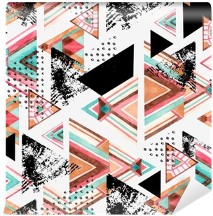 Abstract Watercolor Triangle Seamless Pattern - Watercolor Painting (400x400), Png Download