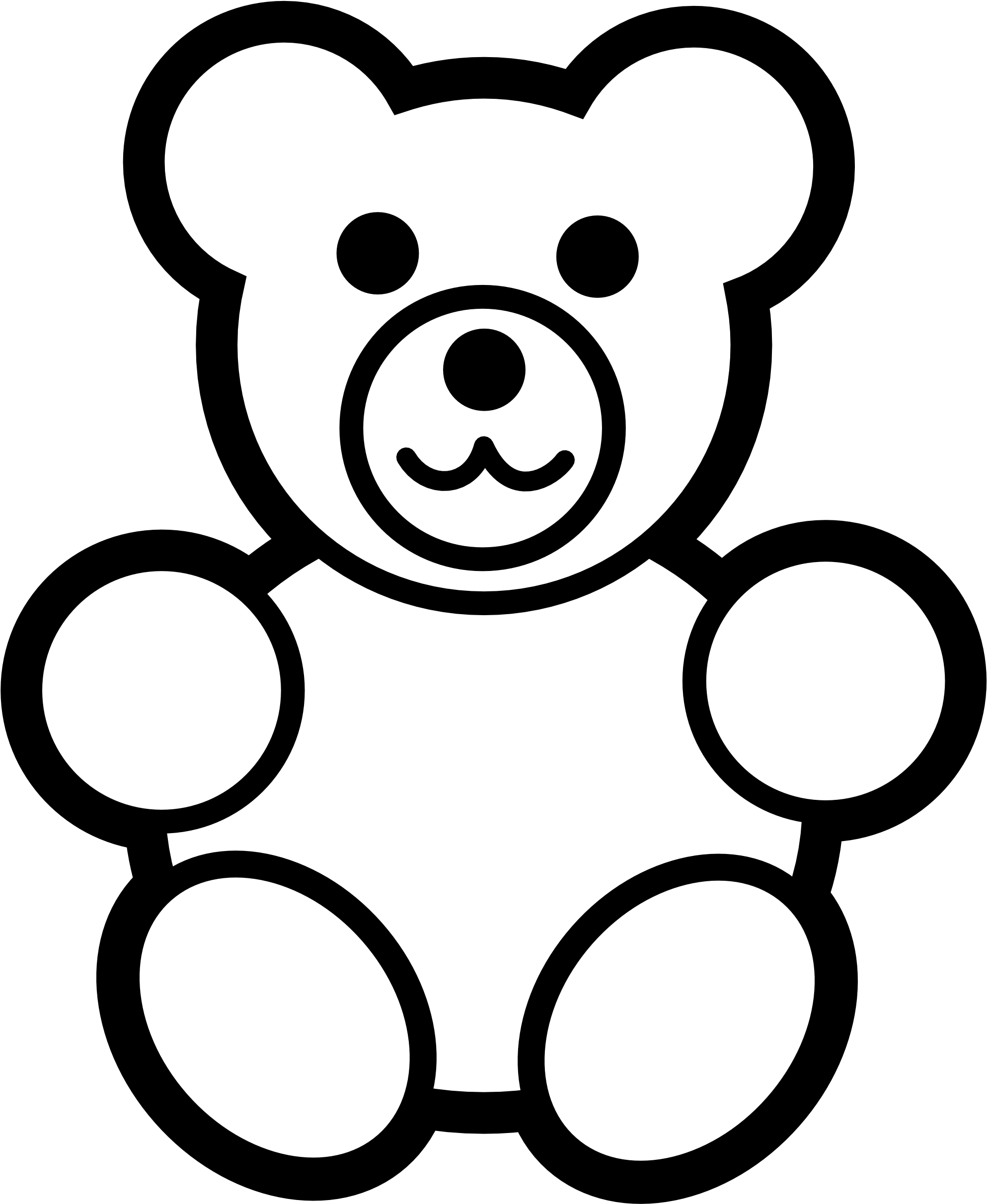 Teddy Bear Stencil Idea For Baby Quilt - Teddy Bear Clipart Black And White (2555x2555), Png Download