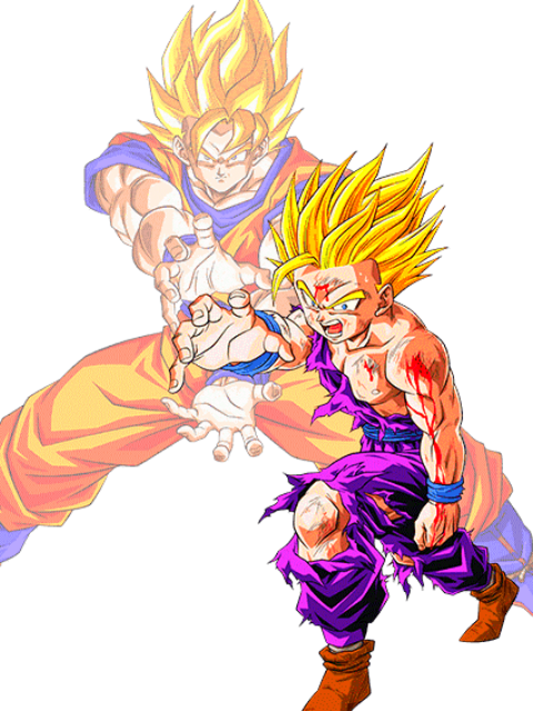 Pin By Santos Rodriquez On Tattoo Ideas - Goku And Gohan Father Son Kamehameha (480x640), Png Download