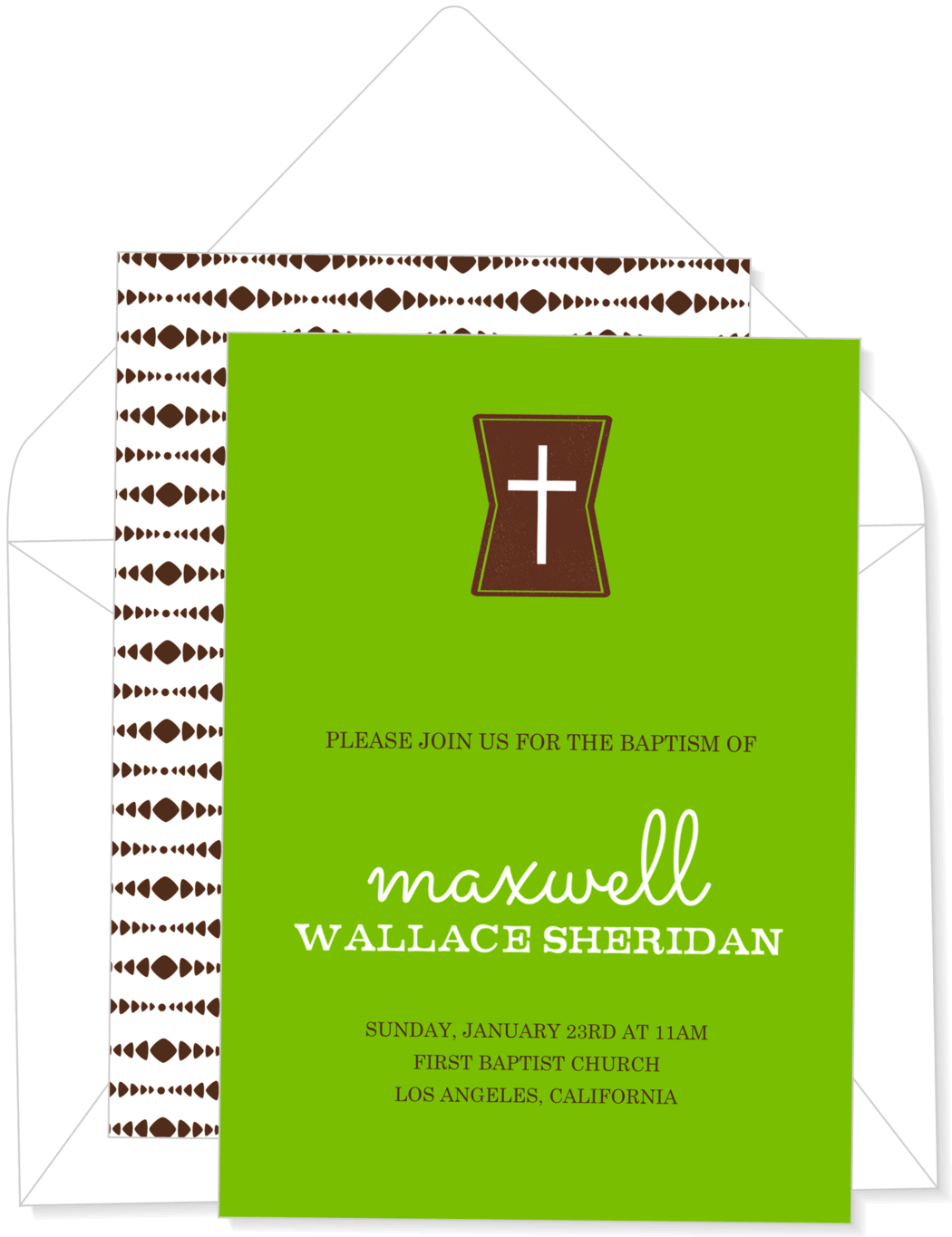 Mod Cross Green Invitation - Paper (1050x1365), Png Download
