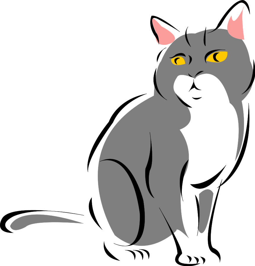 How To Set Use Stylized Grey Cat Clipart (861x900), Png Download