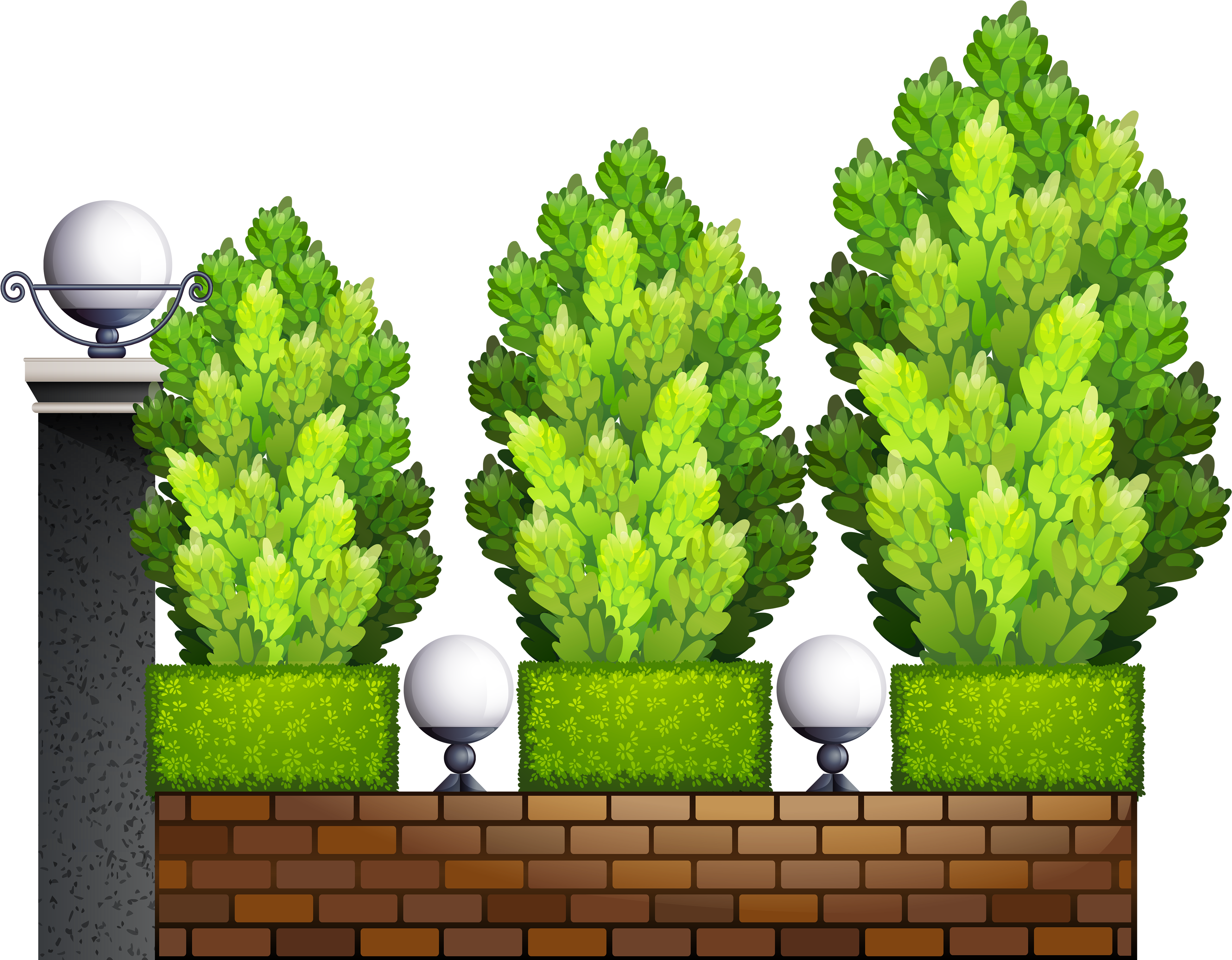 Fence With Plants Png Clipart - Clip Art (4000x3091), Png Download