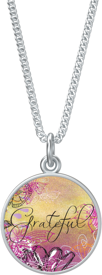 Grateful Round Silver Necklace - Necklace (1160x1160), Png Download