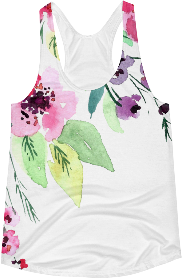 Watercolor Flowers Women's Racerback Tank - Watercolor Painting (1000x1000), Png Download