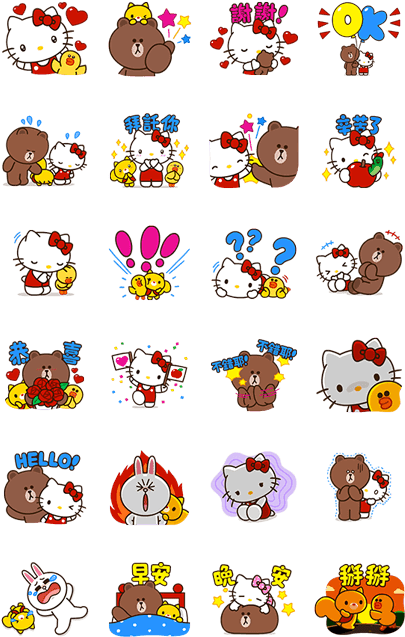 Line Friends & Hello Kitty Vol - Sticker (420x673), Png Download