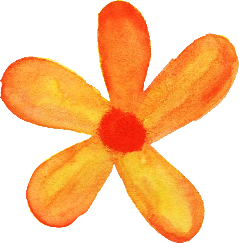 Flower Png Watercolor - Orange Flower Watercolor Png (962x977), Png Download