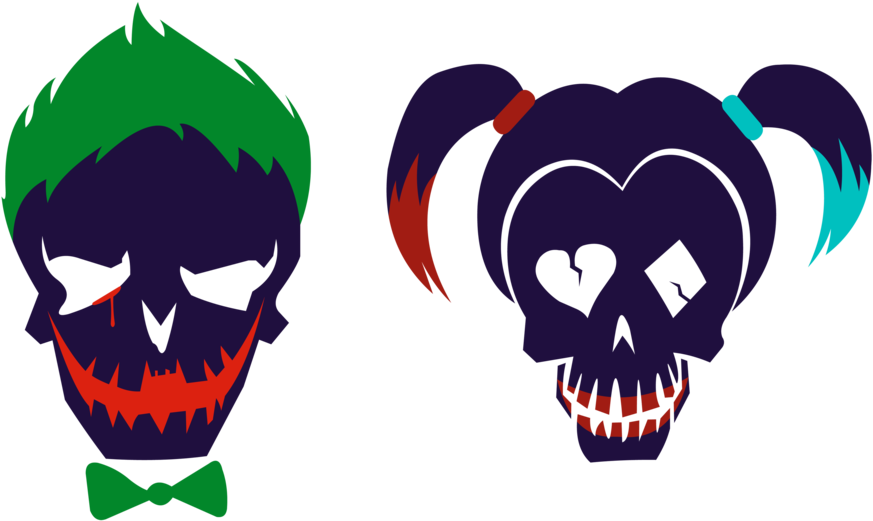 The Joker Logo Png Clipart Free Stock - Joker And Harley Quinn Logo (1024x598), Png Download