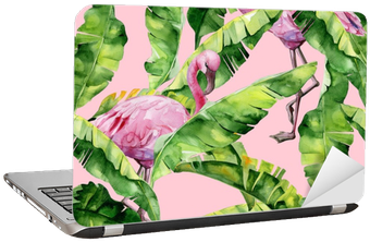 Banana Palm Leaves Seamless Watercolor Illustration - Dense Jungle Round Mouse Pad Customized Non Slip Rubber (400x400), Png Download