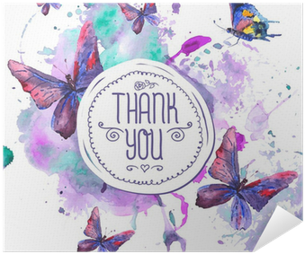 Abstract Watercolor Background With Butterflies Poster - Ink Drawing Butterfly Ink (400x400), Png Download