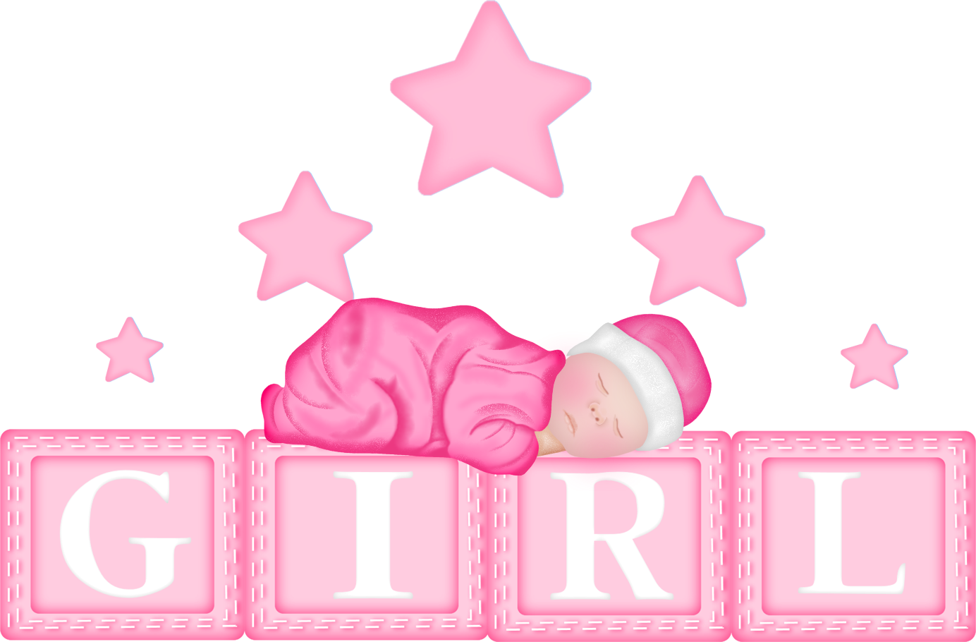 Baby Girl Star Clipart Png - Baby Girl Clip Art (1384x910), Png Download