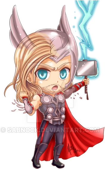 Thor By Sabnock - Imagenes Kawaii De Thor (400x570), Png Download