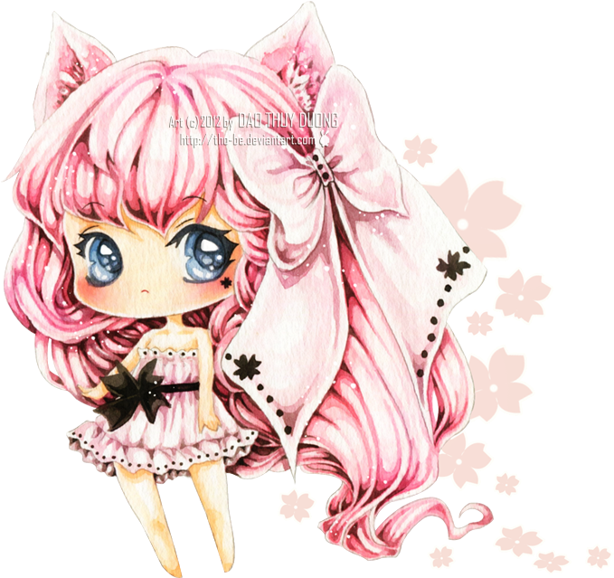 Black Sakura By Tho-be - Cute Chibi Girl Transparent Background (700x674), Png Download