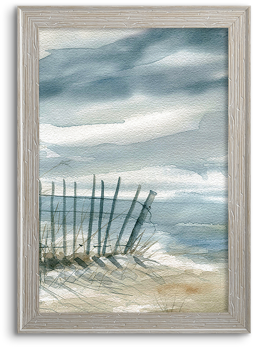 Coastal Watercolor ~ Fence - Perfect International Subtle Mist (blue) Ii' Giclee (800x800), Png Download
