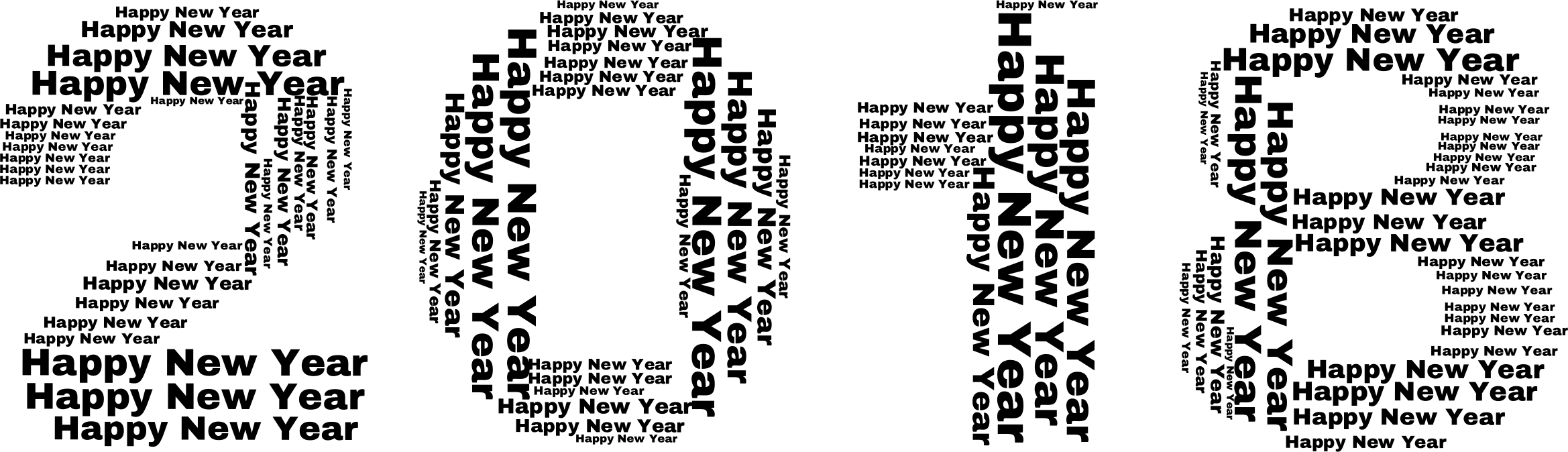 Picture Black And White Big Image Png - Happy New Year 2018 Png Transparent (2338x674), Png Download