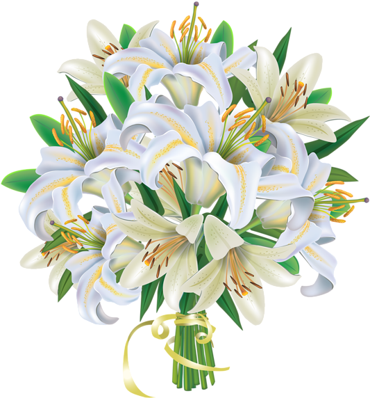White Lilies Flowers Bouquet Png Image - White Flowers Bouquet Png (560x600), Png Download