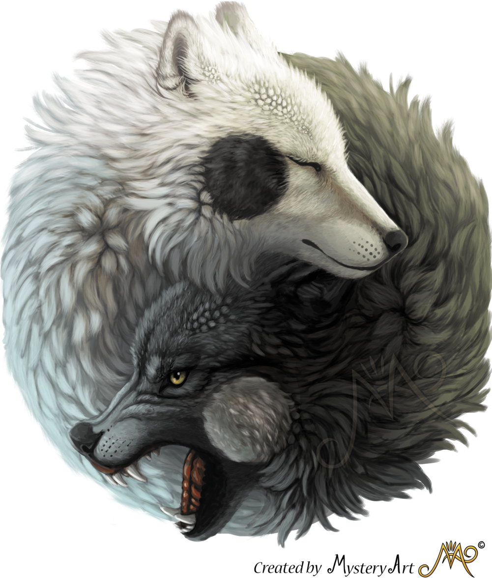 Yin Yang Wolves For Web - Yin And Yang Wolves (1000x1200), Png Download