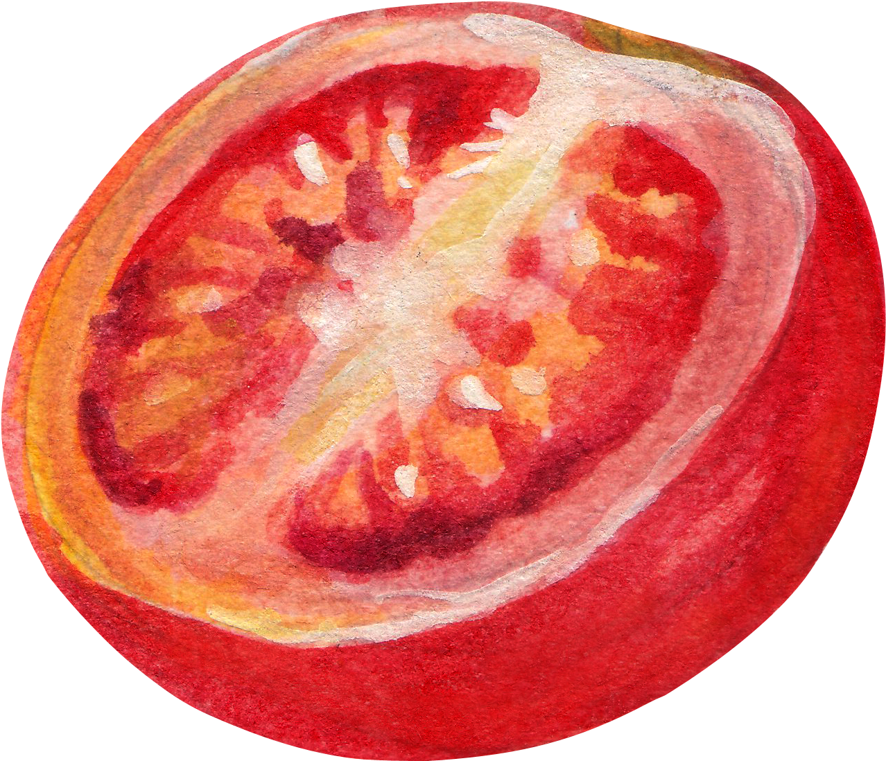 Vegetable Cherry Tomato Strawberry Watercolor Painting - Tomato Being Cut Open (2300x2000), Png Download