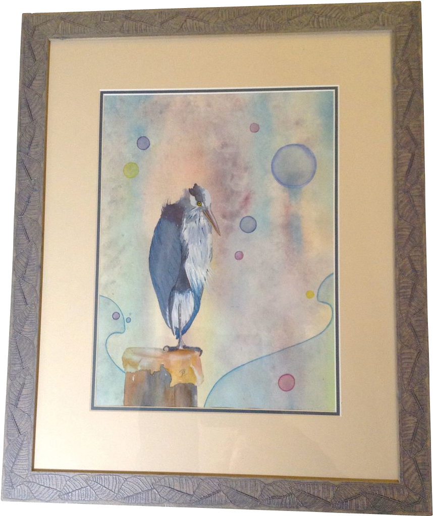 Judith Picone Stork On A Post, Original Works On Paper - Picture Frame (1022x1022), Png Download