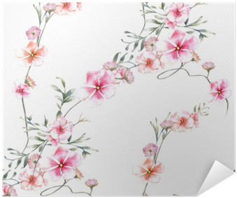 Watercolor Painting Of Leaf And Flowers, Seamless Pattern - Flor Sem Fundo Jpg (400x400), Png Download