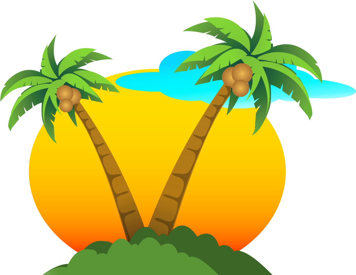 Palm Tree Sun Png (1308x997), Png Download