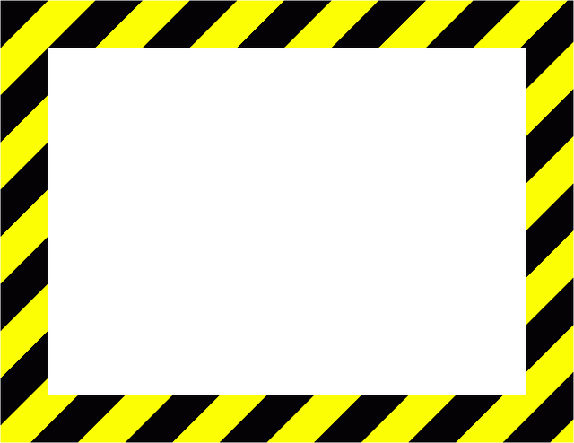 Sign Frame Danger Caution Men Working High - Yellow Black Stripes Png (440x340), Png Download