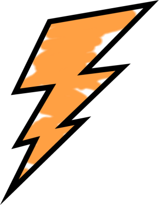 Orange Bolt Weather Storms Science Umbrella - Lightning Bolt Black And White (309x400), Png Download