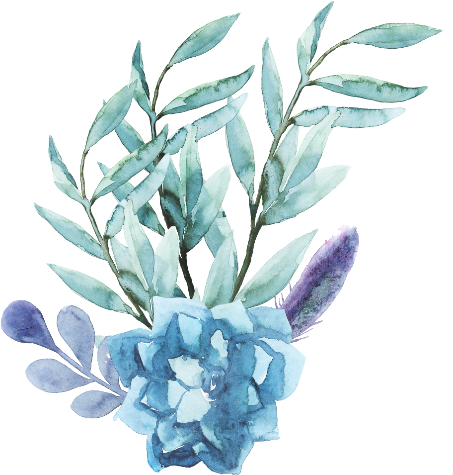 Ftestickers Watercolor Flowers Blue - Blue Watercolor Flowers Transparent (1024x1115), Png Download